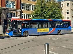 Here is Enviro 200MMC 254 HF18 CJY seen operating the route 10 in Shudehill Bus station
